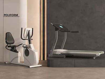 POLIFORM Modern Interior With Exercise Bike And Treadmill Fitness Equipment 3d model
