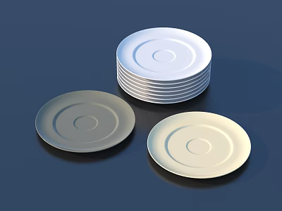 Stylish Dinnerware Set With Stacked White And Gray Plates For Table Setting 3d model