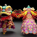 Colorful Lion Dance Themed Play Equipment With Decorative Tassels And Traditional Patterns