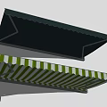 Stylish Outdoor Awnings With Dark Colored And Green White Striped Designs