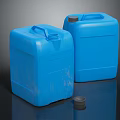 Blue Plastic Buckets With Handle And Removable Lid On Reflective Surface 3d model