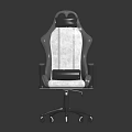 Gray And White Gaming Chair With High Backrest Armrests And Wheeled Base