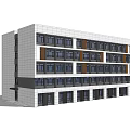 Multi Story Modern Building Exterior With White Facade And Regular Window Design 3d model