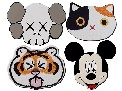 Cute Inflatable Cartoon Character Models Including Skull Cat Tiger And Mickey Mouse 3d model