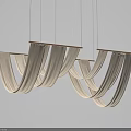 Soft Flowing Light Colored Ceiling Drapery With Wooden Rods And Modern Design 3d model