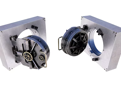 Swing Door Mechanical Components With Metal Frame Rollers Sealing And Mounting Plates 3d model
