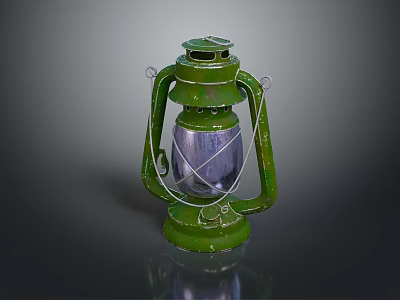 Vintage Green Metal Candle Lantern with Classic Retro Style for Home Decor 3d model