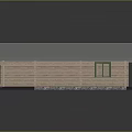 Cartoon Scene of Modern Wooden Cottage with Sloped Roofs Porch and Windows