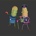 Cartoon Game Movie Characters Chef With Red Headband Blue Apron And Police Officer In Uniform