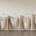Four Different Modern Urinal Designs Wall Mounted With Wooden Partitions