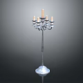 Floor Standing Candle Holder With Multiple Candle Arms And Ornate Metal Base