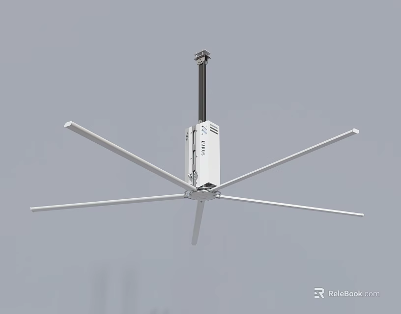 White Air Conditioning Ceiling Fan With Multiple Blades And Ceiling Mounted Design 3d model