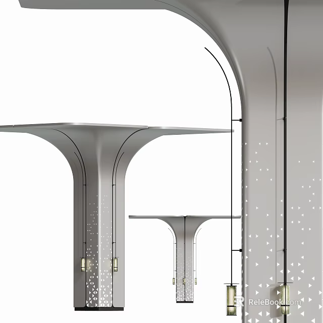 Contemporary Curved Metal Pillars With Hollowed Out Details And Elegant Arch Structure 3d model 