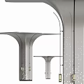 Contemporary Curved Metal Pillars With Hollowed Out Details And Elegant Arch Structure