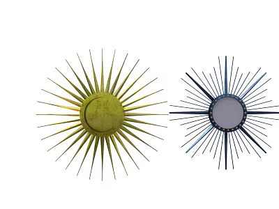Modern Decorative Gold and Blue Mirrors with Radiating Spiked Design for Home 3d model