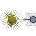 Modern Decorative Gold and Blue Mirrors with Radiating Spiked Design for Home