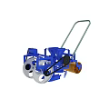 Blue Agricultural Seeder Machine With Wheels And Metal Frame Components 3d model