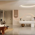 Modern Beauty Hair Salon Interior Design With Reception Counter Sofa And Decorative Plants