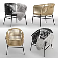 Woven Accent Chair Designs Black And Beige With Faux Fur Cushion And Metal Legs