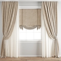 Modern curtain gauze curtain folding curtain combination 3d model