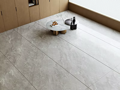 Light Gray Marble Floor Tiles In Modern Living Space 3d model