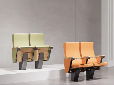 Two Modern Light Green And Orange Armchairs Stylish Design 3d model