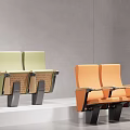 Two Modern Light Green And Orange Armchairs Stylish Design 3d model