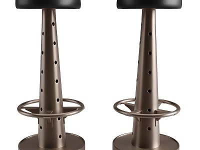 Industrial LOFT Bar Stool Brass Leather Sitting Stool 3d model