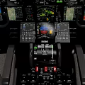 Modern Aircraft Cockpit Interior With Dashboard Controls And Pilot Seats