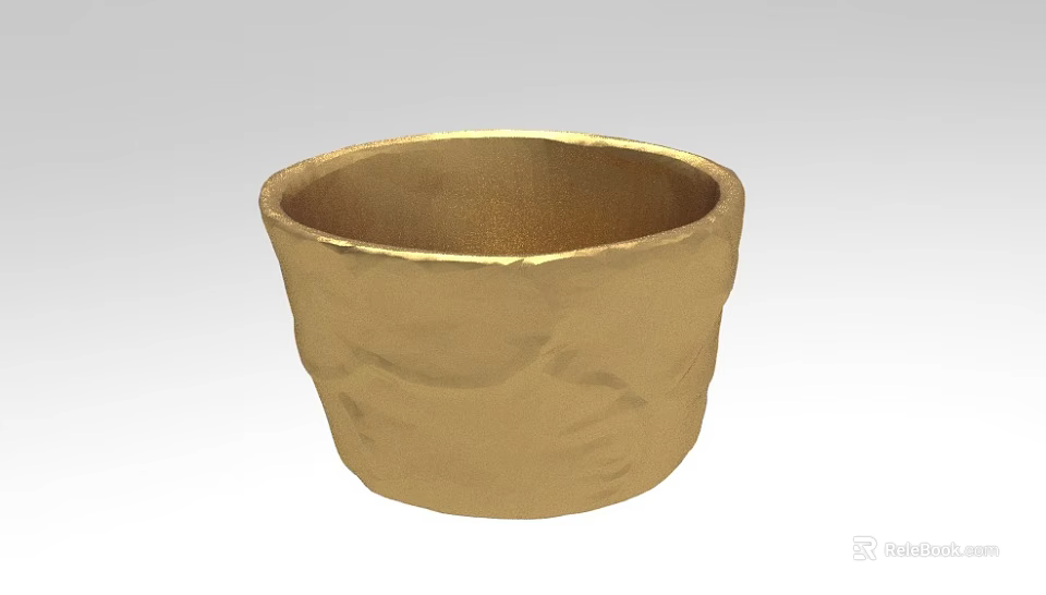 Golden Textured Metallic Bowl Shaped Decorative Ornament Set for Home Decor 3d model 