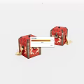 Two Vintage Red Treasure Chests with Gold Decorations and Metal Locks