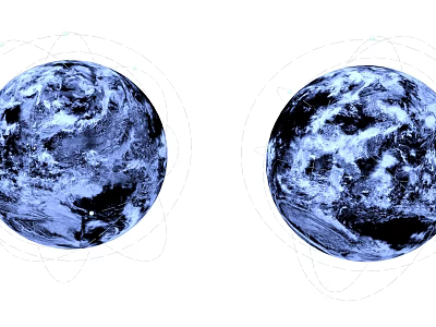 Sci Fi Scene Featuring Two Earth Planets In Digital Space Orbits 3d model