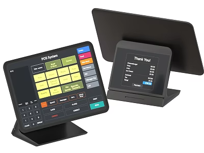 Modern Business Equipment POS System And Till Unit With Touchscreen For Retail Checkout 3d model