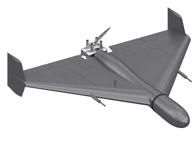 Unmanned Aerial Weapon Drone With Gray Military Airframe And Wing Structure 3d model