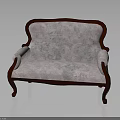 Classic Vintage Sofa With Mahogany Frame And Pink Floral Upholstery Curved Arms