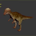 Realistic 3D Rendered Dinosaur Model Featuring Dome Shaped Head Brownish Yellow Skin And White Spots