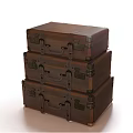 Vintage Brown Stacked Suitcases With Metal Locks Handles And Classic Look