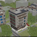 Modern Multi Story Residential Building With Light Exterior Dark Accents Windows Balconies And Green Trees