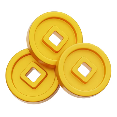 Three Round Golden Coin Shaped Decorative Ornament Set With Square Center Holes 3d model