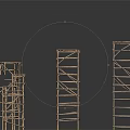Construction Scaffolding Structures With Three Different Heights And Metal Frames