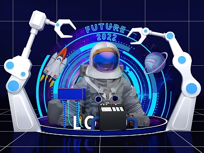 Science and Technology Future Astronaut Mechanical Arm Meichen Photographs and Pin-Cards Interactive Space Universe 3d model