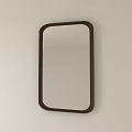 Rectangular Wall Mounted Mirror With Dark Frame On Light Colored Wall 3d model