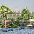 New Chinese Courtyard Landscape Sits Modeling Pine Ting Stone Head Micro Terrain Plant Shrub Water Poon 3d model
