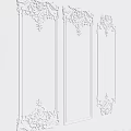 Ornate White Decorative Frames With Intricate Patterns On Black Background Three Panel Design 3d model