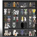 Assorted Stuffed Dolls Collection with Colorful Diverse Designs on Display Shelves