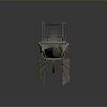 Vintage Wooden Boat Design Featuring Green Accents Canopied Upper Deck And Paddle Wheel
