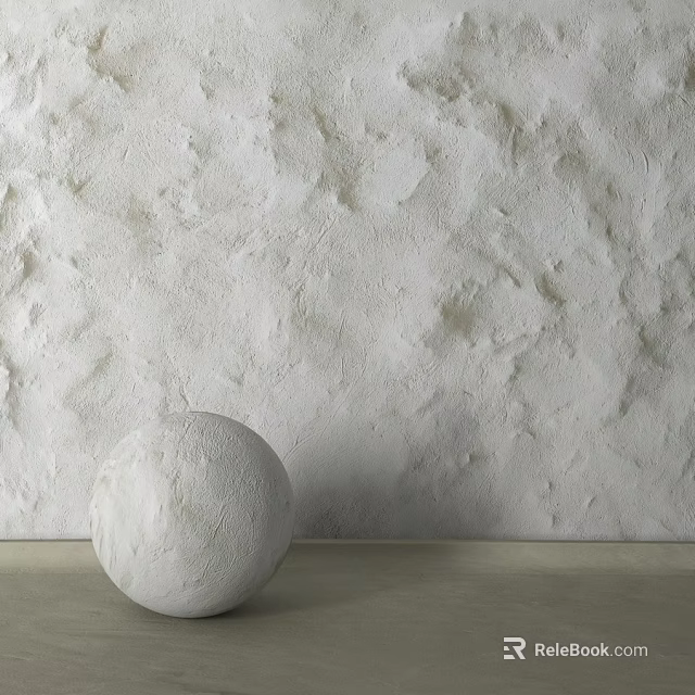 White Textured Wall With Round Sphere On Light Colored Surface Decor 3d model 
