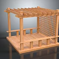 Elegant Outdoor Wooden Pergola Structure with Lattice Design Platform and Support Posts