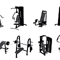 Various Types of Gym Fitness Equipment with Training Machines and Weight Benches