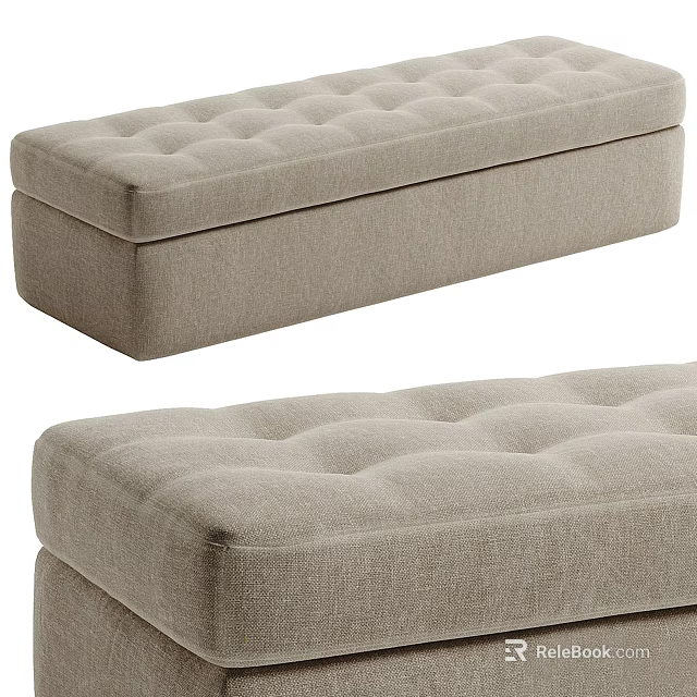Elegant Modern Beige Upholstered Chaise Lounge with Tufted Button Design 3d model 